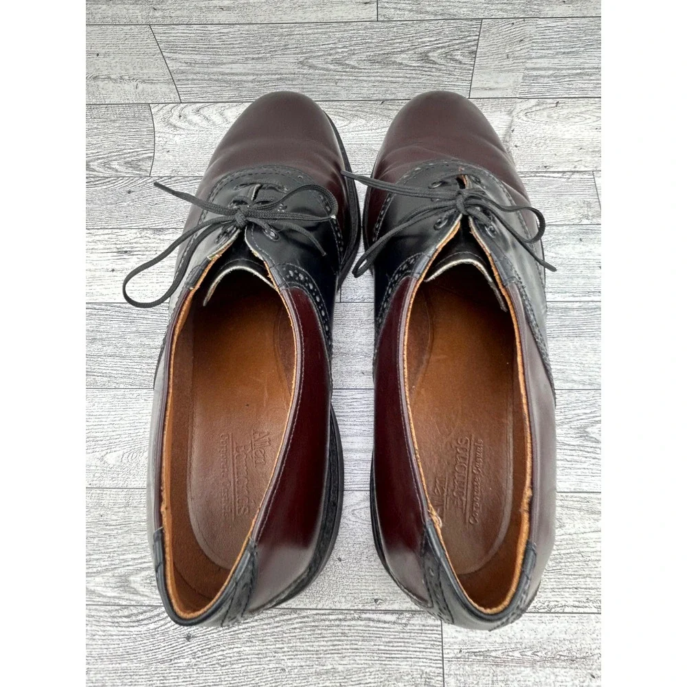 Allen Edmonds Corporate Casuals Men Sz 10 D Saddle Shoes Burgundy Black‎ Leather